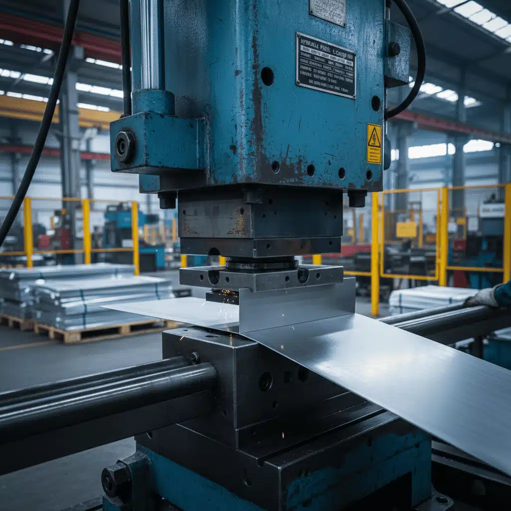 Priemyselné stroje na lisovanie a ohýbanie plechov z nehrdzavejúcej ocele.